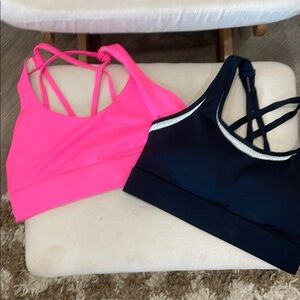 Pink and Black Strappy Sports Bras for Active Comfort